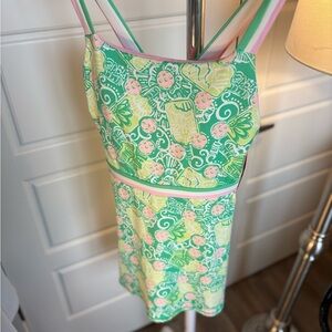 Lilly Pulitzer Green and Pink Floral Mini Dress